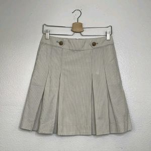 J crew white striped pleated Wendy skirt